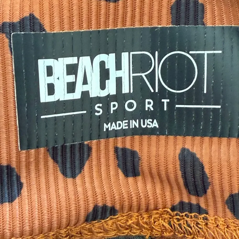 BEACH RIOT SPORT Ayla Ribbed Full Length Made in USA Legging in Brown Spot,Small